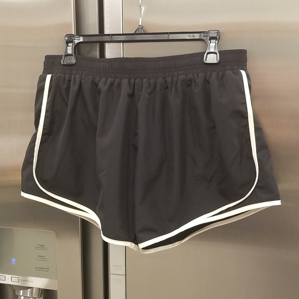 💕PE NATION💕 Track Running Shorts Retro ~ Black with White Piping Large NWT